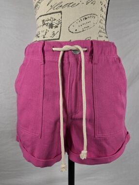 Staccato Pink Ribbed Drawstring Lounge Shorts - Small